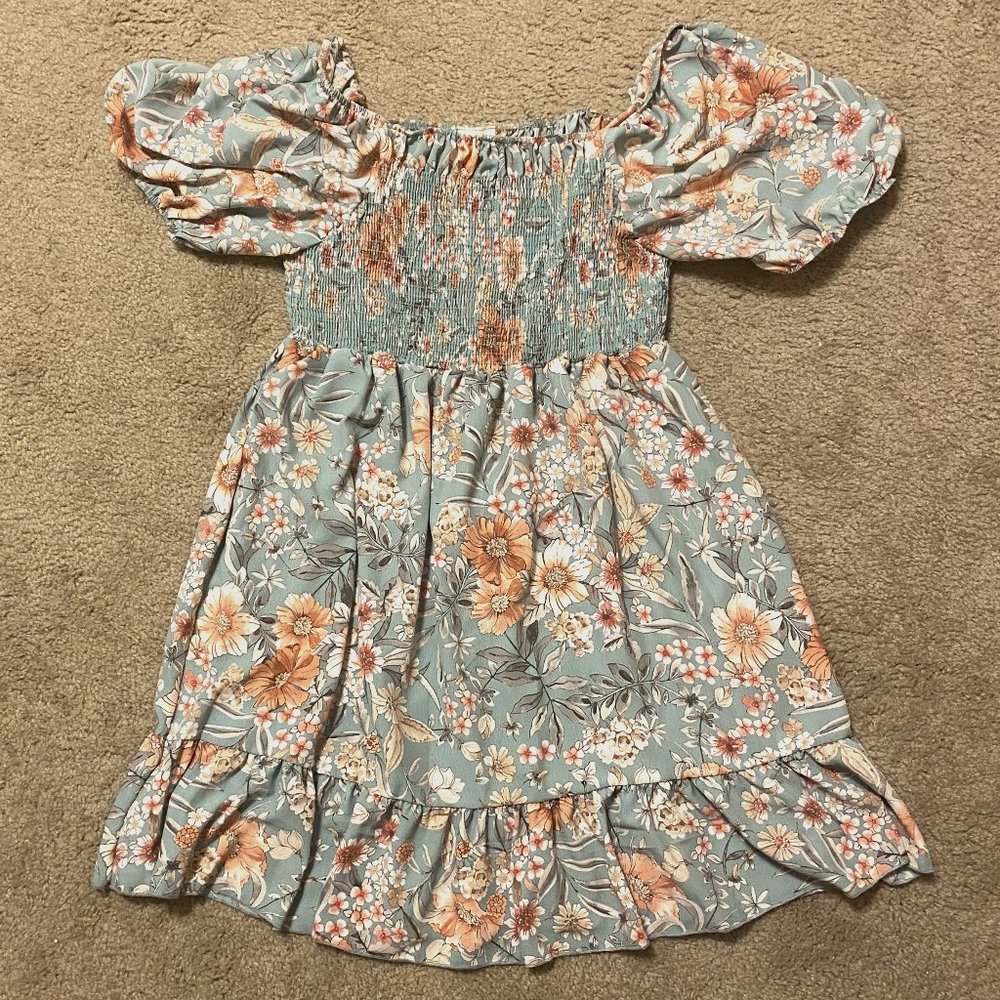 Blue Floral Tiered Dress